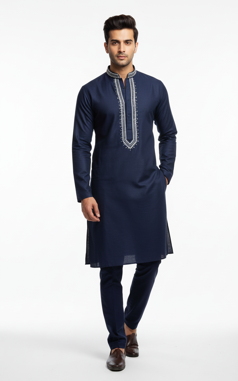Armani Kardana Gala AK-8 — Crystal Bead Navy Kurta