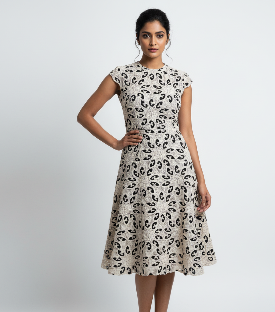 Paisley Net Lace — Black & Ivory