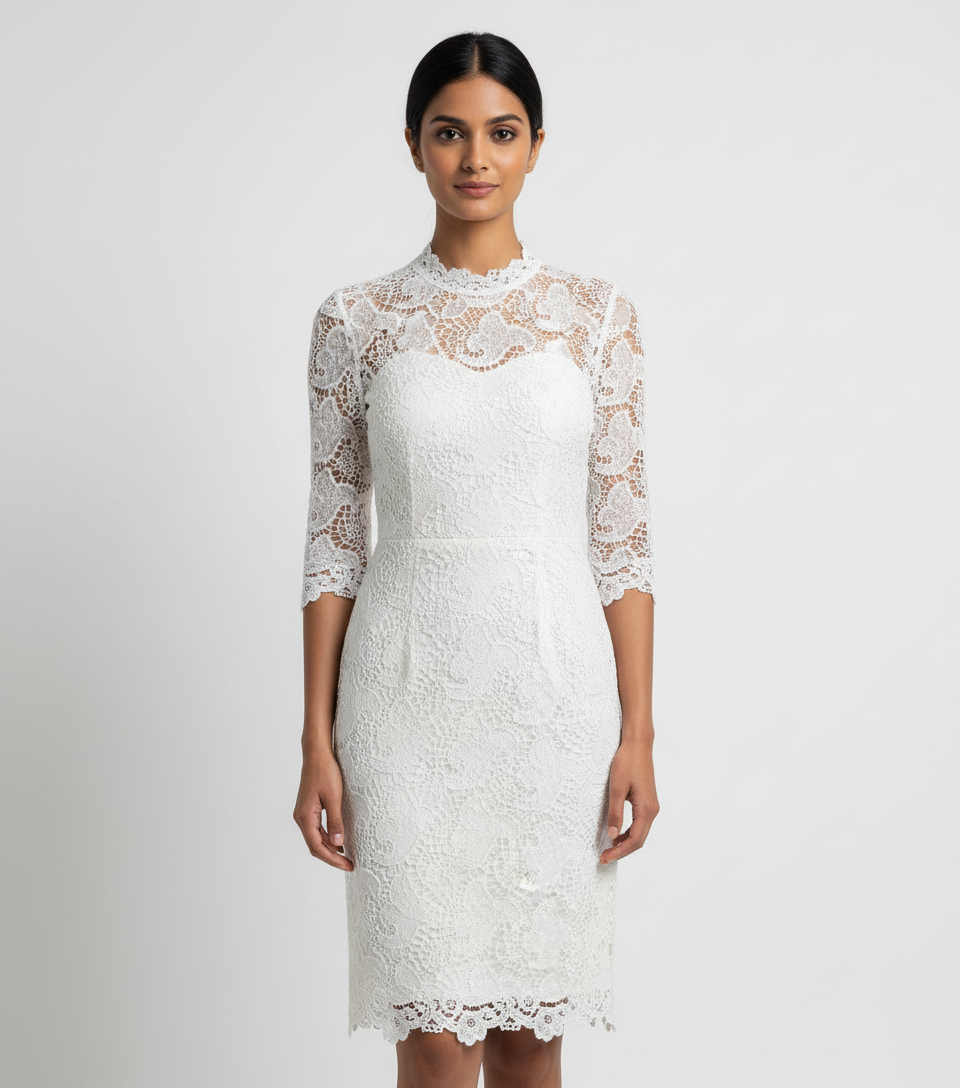 Embossed Lace Fabric — Grey Floral