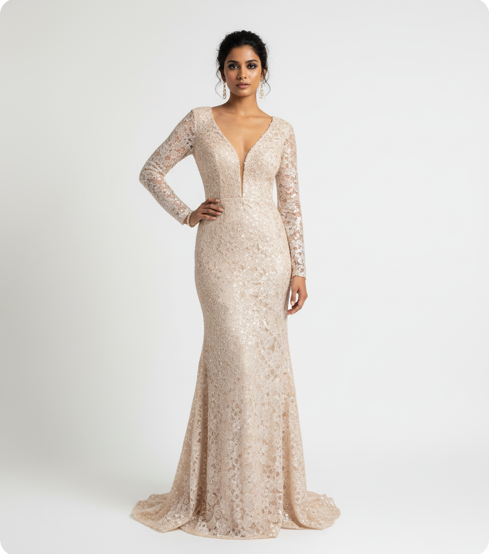 Sequin Lace Overlay — Gold Shimmer