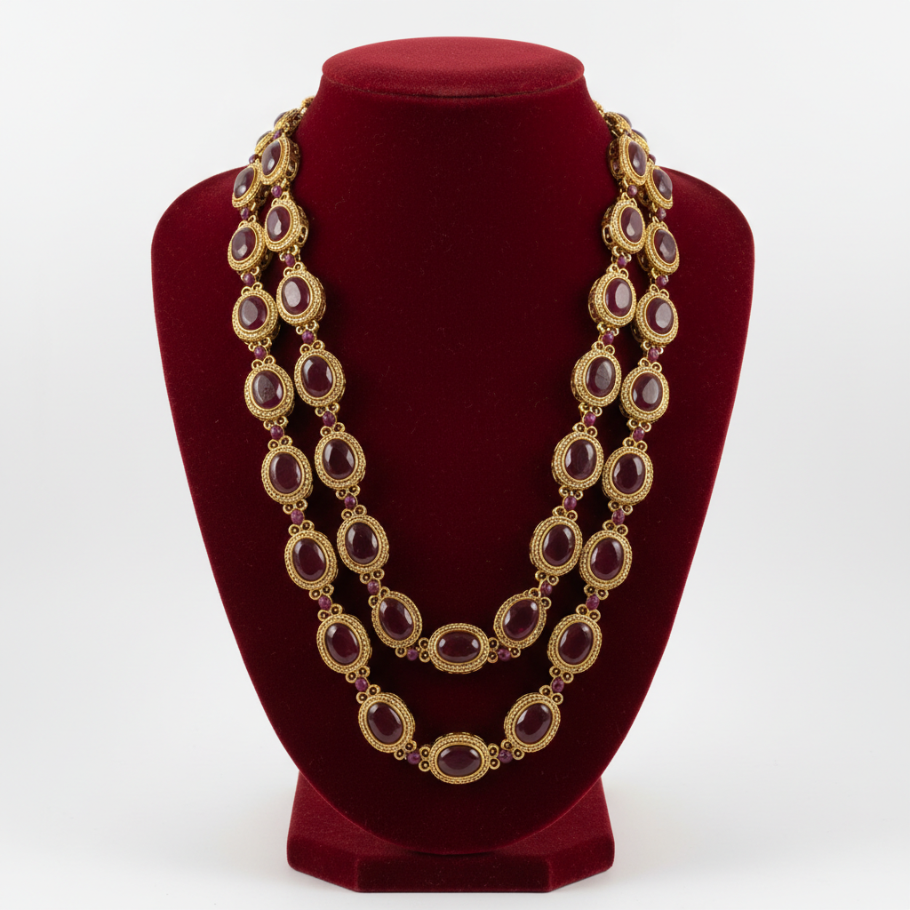 Royal Maroon Kundan Long Mala
