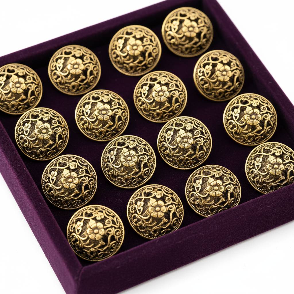 Antique Gold Sherwani Button Set — 12 Pieces