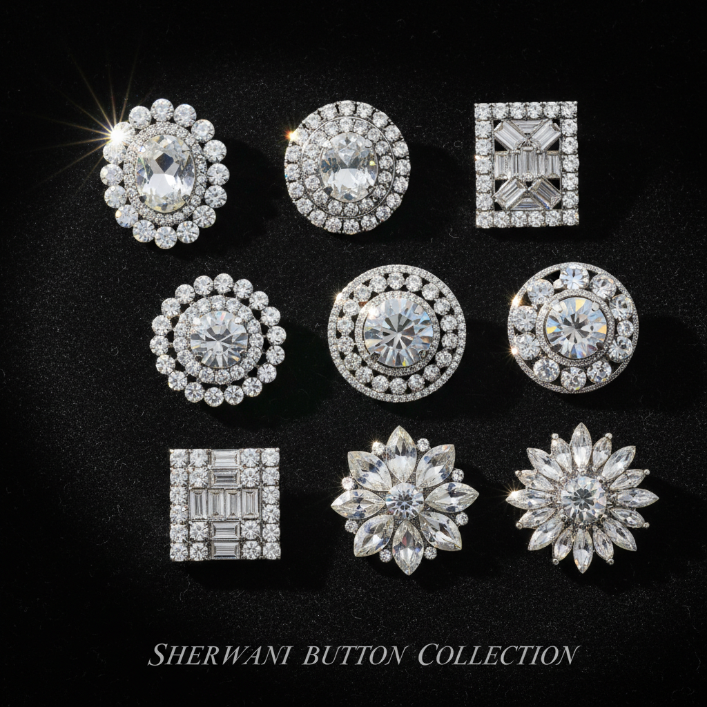 Crystal & Rhinestone Sherwani Button Collection