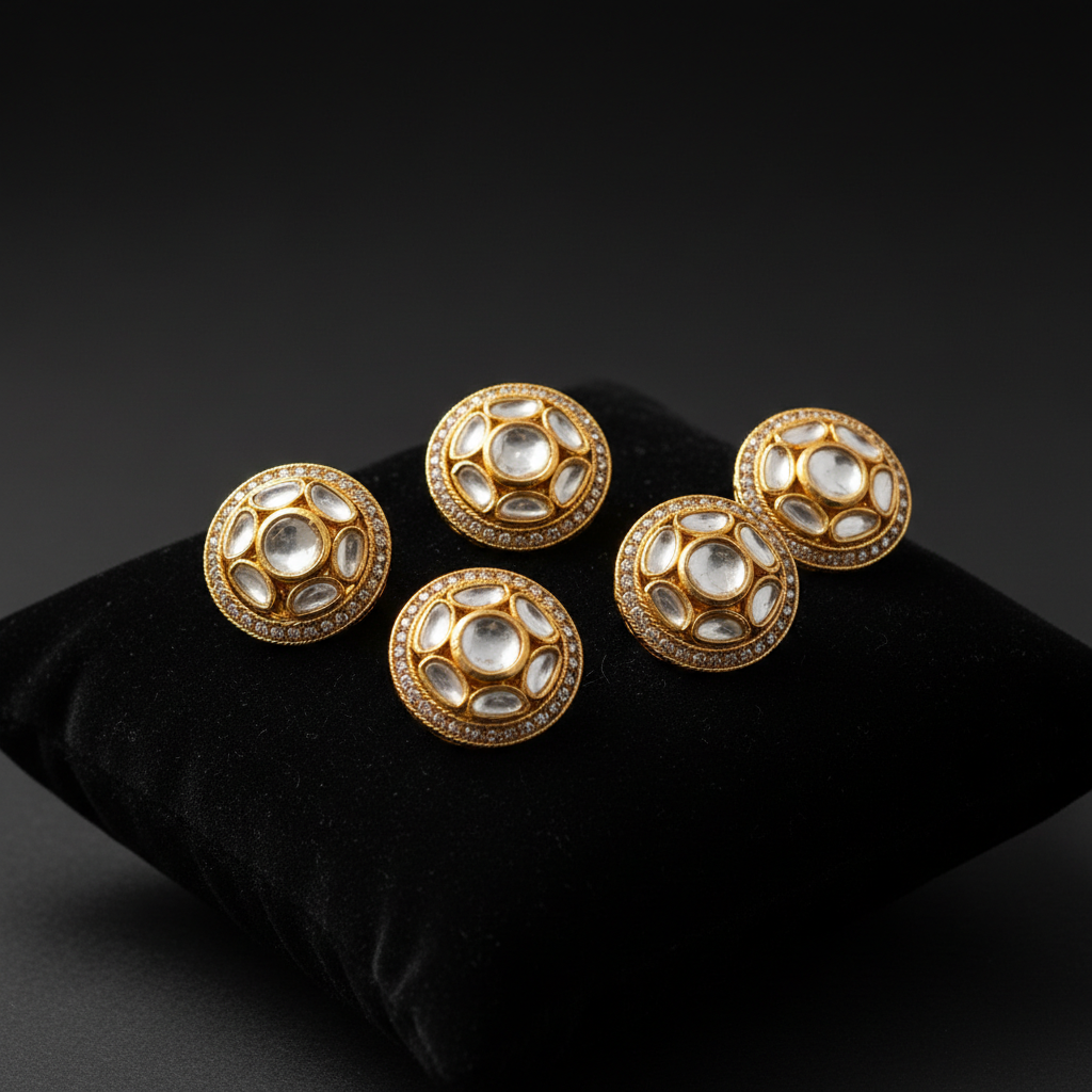 Kundan Embellished Premium Button Set